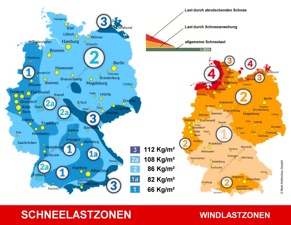 Schneelast- und Windlastzonenkarte in Deutschland